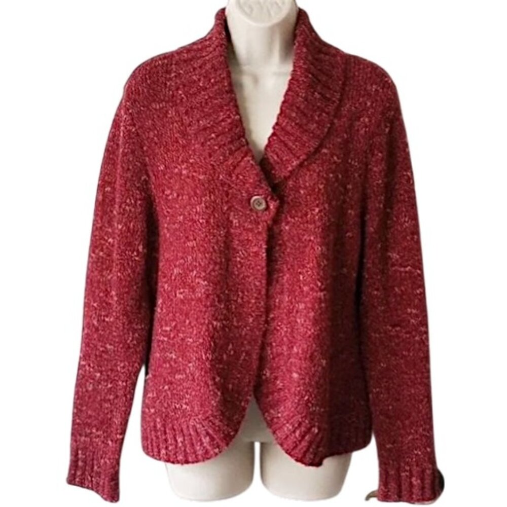 *50off3* Charter Club Shawl-Collar Short Cardigan L Heathered Red-Orange